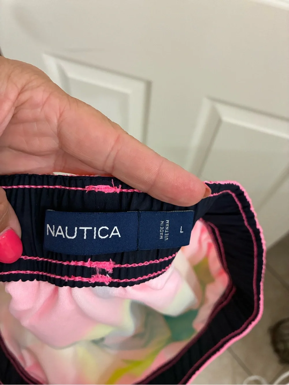 Nautica Men’s Colorblock Swim Shorts - Pink, Neon Yellow, Aqua